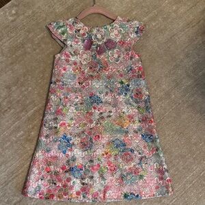 Halabaloo Pink Multi Metallic Floral A-Line Dress